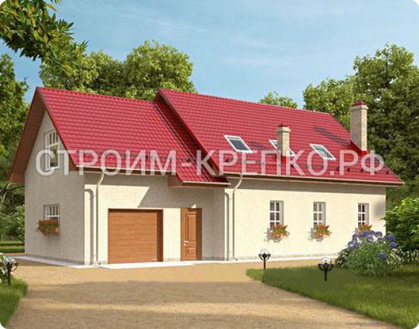 Проект кирпичного дома с мансардой № 1434